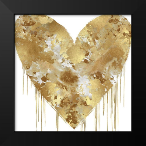 Big Hearted Gold and White Black Modern Wood Framed Art Print by Rodgers, Lindsay