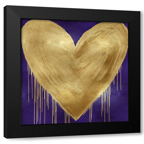 Big Hearted Gold on Purple Black Modern Wood Framed Art Print by Rodgers, Lindsay