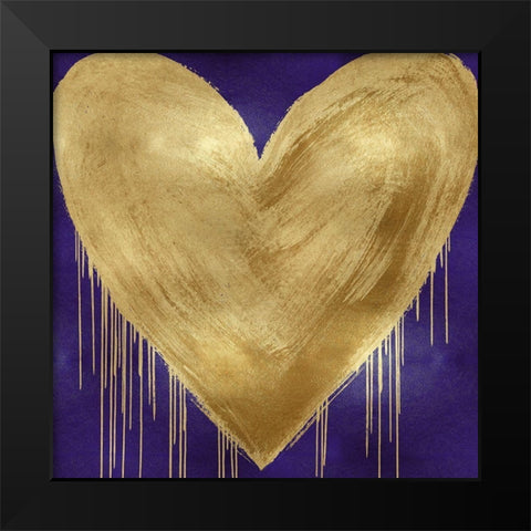 Big Hearted Gold on Purple Black Modern Wood Framed Art Print by Rodgers, Lindsay