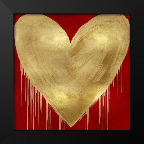 Big Hearted Gold on Red Black Modern Wood Framed Art Print by Rodgers, Lindsay