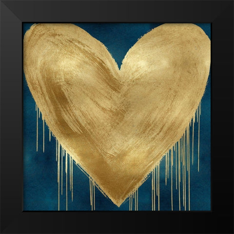 Big Hearted Gold on Teal Black Modern Wood Framed Art Print by Rodgers, Lindsay