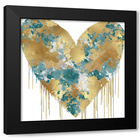Big Hearted Green and Gold Black Modern Wood Framed Art Print with Double Matting by Rodgers, Lindsay