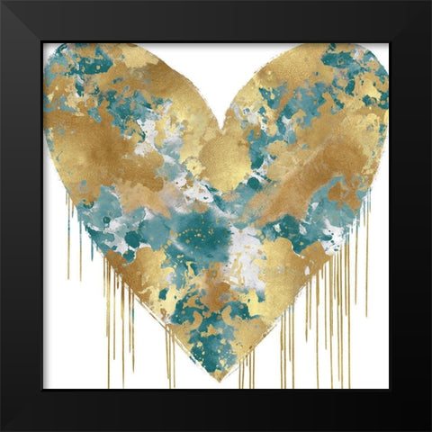 Big Hearted Green and Gold Black Modern Wood Framed Art Print by Rodgers, Lindsay