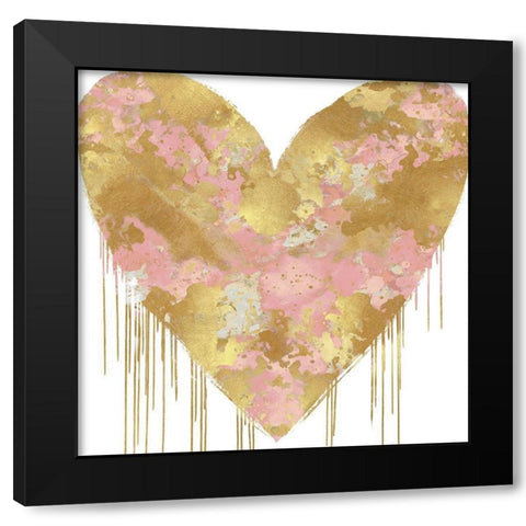 Big Hearted Pink and Gold Black Modern Wood Framed Art Print by Rodgers, Lindsay