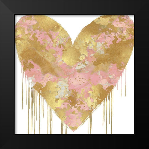 Big Hearted Pink and Gold Black Modern Wood Framed Art Print by Rodgers, Lindsay
