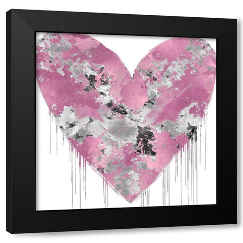 Big Hearted Pink and Silver Black Modern Wood Framed Art Print by Rodgers, Lindsay