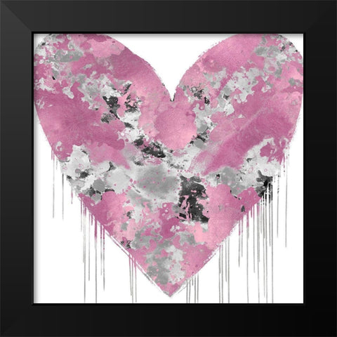 Big Hearted Pink and Silver Black Modern Wood Framed Art Print by Rodgers, Lindsay