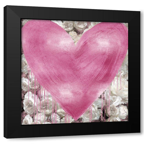Big Hearted Pink on Flowers Black Modern Wood Framed Art Print by Rodgers, Lindsay
