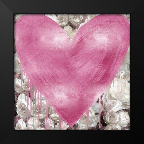 Big Hearted Pink on Flowers Black Modern Wood Framed Art Print by Rodgers, Lindsay