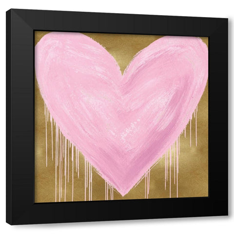 Big Hearted Pink on Gold Black Modern Wood Framed Art Print by Rodgers, Lindsay