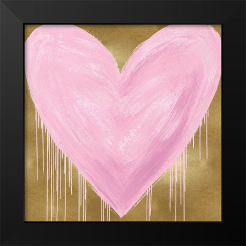 Big Hearted Pink on Gold Black Modern Wood Framed Art Print by Rodgers, Lindsay