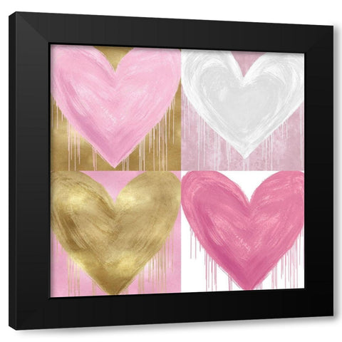 Big Hearted Quartet II Black Modern Wood Framed Art Print with Double Matting by Rodgers, Lindsay