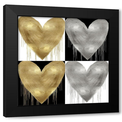 Big Hearted Quartet III Black Modern Wood Framed Art Print with Double Matting by Rodgers, Lindsay
