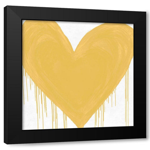 Big Hearted Yellow Black Modern Wood Framed Art Print by Rodgers, Lindsay
