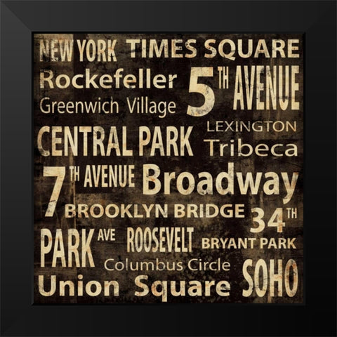 NY Black Modern Wood Framed Art Print by Wilson, Luke