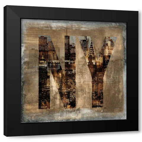 NY Revealed Black Modern Wood Framed Art Print by Wilson, Luke