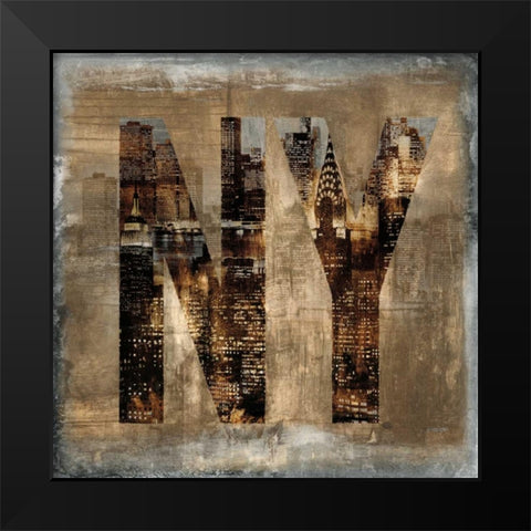 NY Revealed Black Modern Wood Framed Art Print by Wilson, Luke
