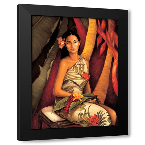 Island Woman II Black Modern Wood Framed Art Print with Double Matting by Arellano, Migdalia