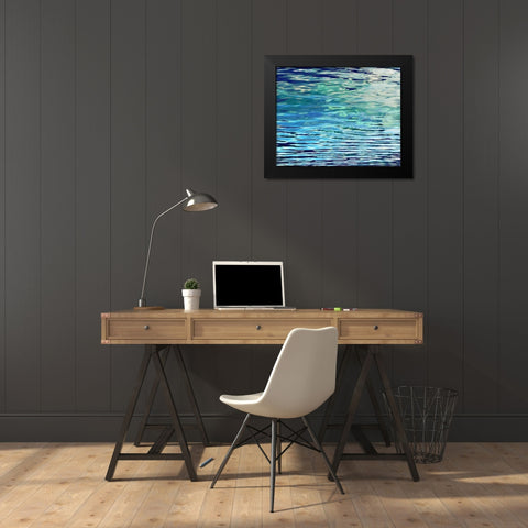 Aqua Reflections Black Modern Wood Framed Art Print by Barrett, Michael