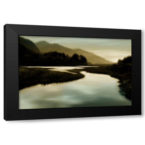 Calm River I Black Modern Wood Framed Art Print with Double Matting by Clark, Madeline