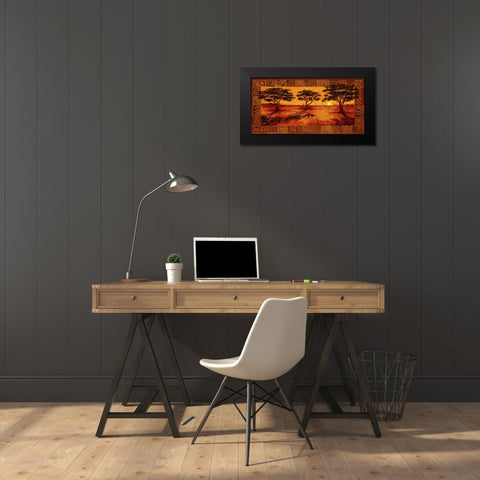 Serengeti Sunset Black Modern Wood Framed Art Print by Madou