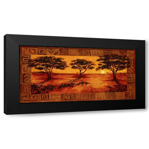 Serengeti Sunset Black Modern Wood Framed Art Print with Double Matting by Madou