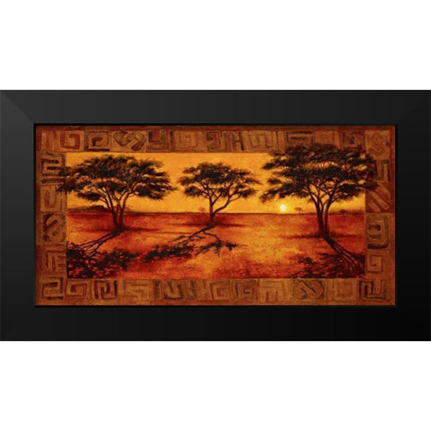 Serengeti Sunset Black Modern Wood Framed Art Print by Madou