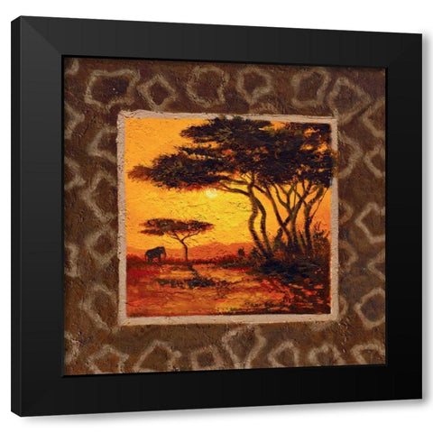 Savannah Sunset III Black Modern Wood Framed Art Print with Double Matting by Madou
