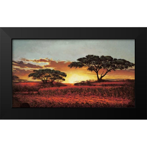 Red Plains Black Modern Wood Framed Art Print by Madou