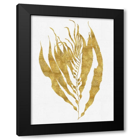Sea Life - Gold on White I Black Modern Wood Framed Art Print by Miller, Melonie
