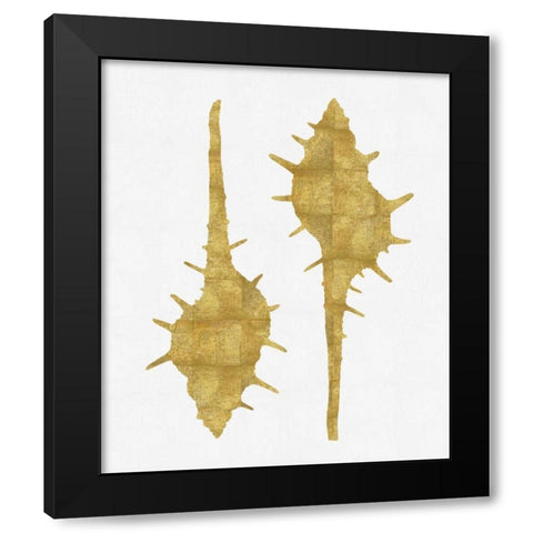 Sea Life - Gold on White II Black Modern Wood Framed Art Print by Miller, Melonie