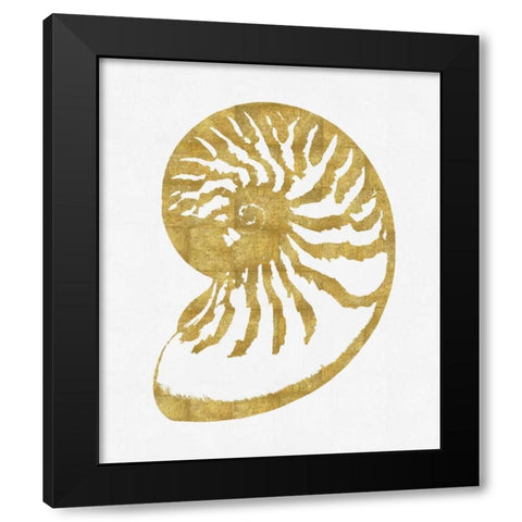 Sea Life - Gold on White III Black Modern Wood Framed Art Print by Miller, Melonie
