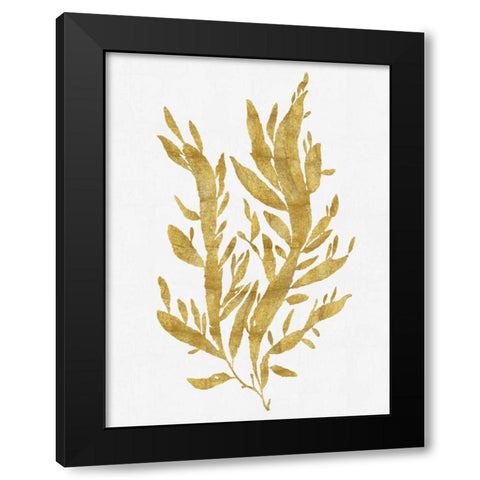 Sea Life - Gold on White IV Black Modern Wood Framed Art Print by Miller, Melonie