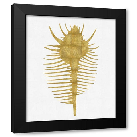 Sea Life - Gold on White VI Black Modern Wood Framed Art Print by Miller, Melonie