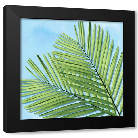 Palm on Blue I Black Modern Wood Framed Art Print by Jensen, Mia