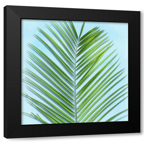 Palm on Blue V Black Modern Wood Framed Art Print by Jensen, Mia