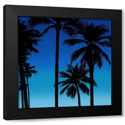 Palms Black on Blue II Black Modern Wood Framed Art Print by Jensen, Mia