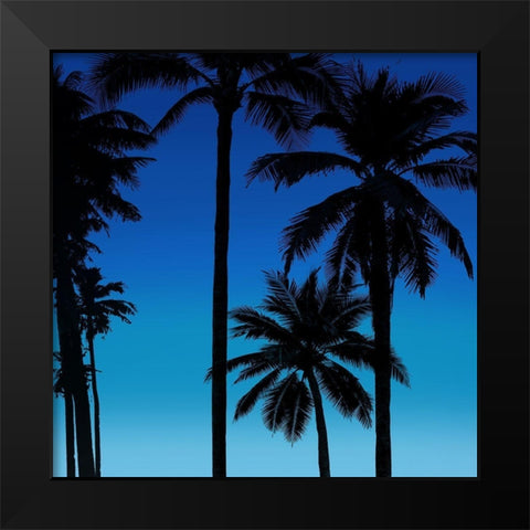 Palms Black on Blue II Black Modern Wood Framed Art Print by Jensen, Mia