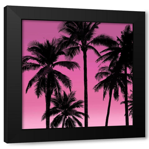 Palms Black on Pink I Black Modern Wood Framed Art Print by Jensen, Mia