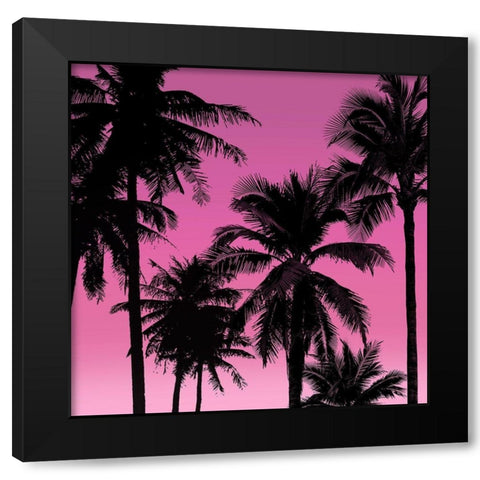 Palms Black on Pink II Black Modern Wood Framed Art Print by Jensen, Mia