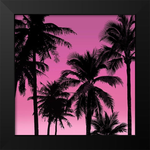Palms Black on Pink II Black Modern Wood Framed Art Print by Jensen, Mia