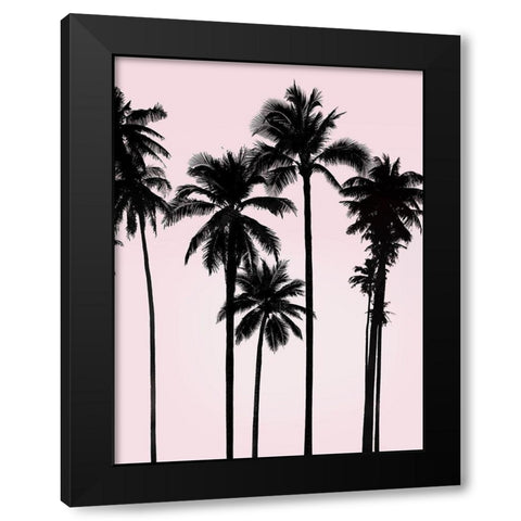 Tall Palms Black on Pink I Black Modern Wood Framed Art Print by Jensen, Mia