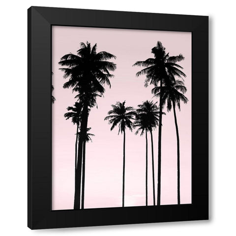 Tall Palms Black on Pink II Black Modern Wood Framed Art Print with Double Matting by Jensen, Mia