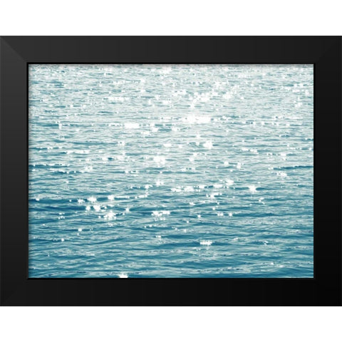 Sunlit Sea Aqua Black Modern Wood Framed Art Print by Olsen, Maggie