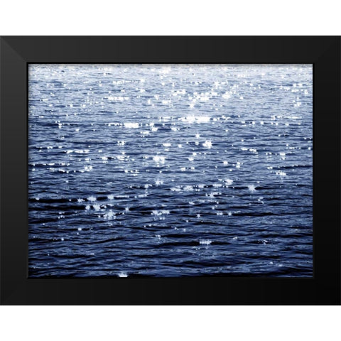 Sunlit Sea Indigo Black Modern Wood Framed Art Print by Olsen, Maggie