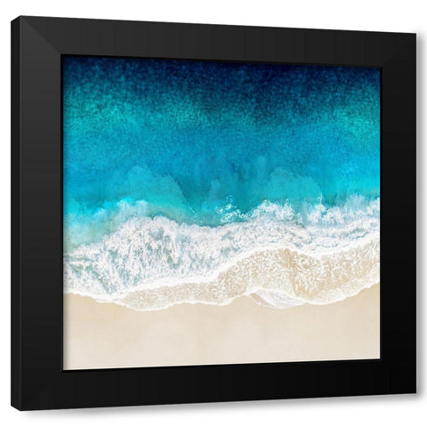 Aqua Ocean Waves II Black Modern Wood Framed Art Print with Double Matting by Olsen, Maggie