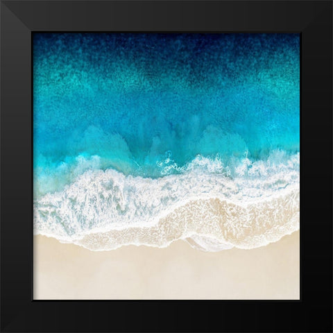 Aqua Ocean Waves II Black Modern Wood Framed Art Print by Olsen, Maggie