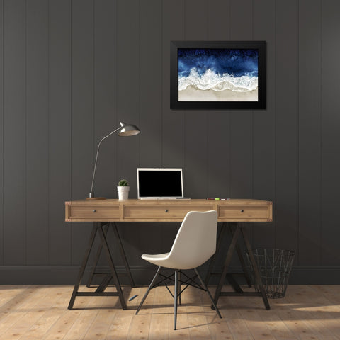 Indigo Waves From Above II Black Modern Wood Framed Art Print by Olsen, Maggie