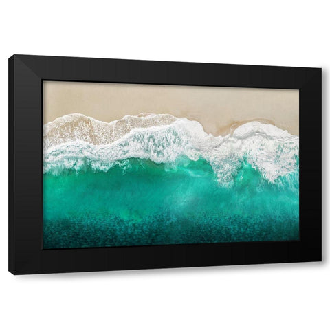 Teal Ocean Waves From Above I Black Modern Wood Framed Art Print with Double Matting by Olsen, Maggie