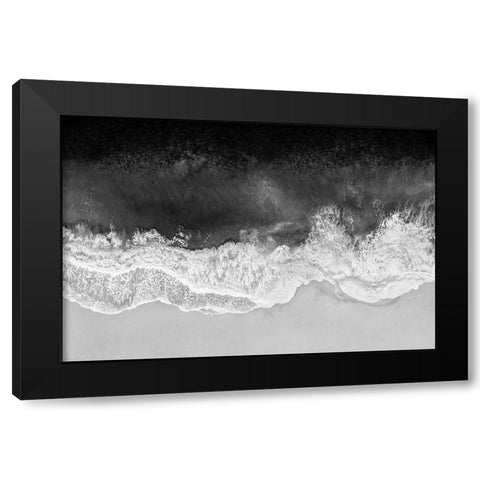 Waves in Black and White Black Modern Wood Framed Art Print with Double Matting by Olsen, Maggie
